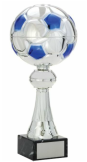 Silver Blue Tall Soccer Trophy