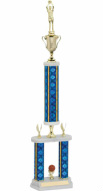 2 column trophy Blue Basketball Trophy
