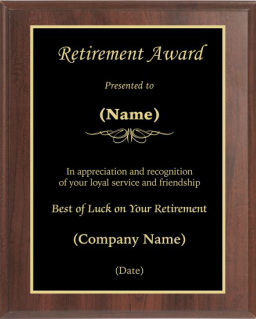 Retirement Award Plaque