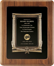 Walnut Frame Plaque with Bronze Casting P2984 Engraved