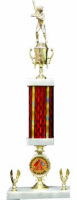 One Post Soccer Trophy with Square Column 2 logo Holder, Cup and Trim BAS023