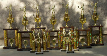 Trophies for Laguna Creek Racquetball Club Tennis Tournament