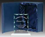 Rectangle scalloped Glass Trophy Award Includes Gift Box
