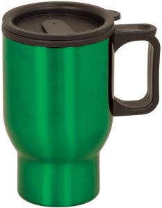 Customizable 14 oz Green Stainless Steel Travel Mug with Handle | 5x 7, PlaqueMaker