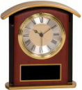 MF004 Gold Top  Clock Black Glass and Mahogany Finish Wood