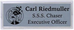 Silver Square Corner Frame 1 x 3 Engraved Name Badge