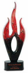 AGS15 Red/Black Flame Art Glass on Black Base