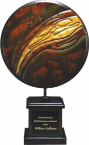 Round Metal Art Glass Award