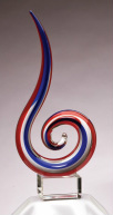 GLSC1 Red Blue Swirl Art Glass Sculpture