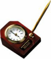 T063 Rosewood Piano Finish Desk Clock with Pen