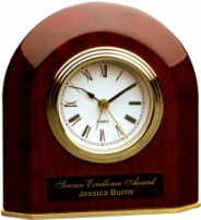 T065 Rosewood Piano Finish Beveled Arch Desk Clock
