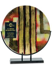 AGS41 Round Stripes Art Glass with Metal Base Award