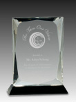 Clear Rectangle Crystal Award Black Pedestal Base Crystal Glass Award CRY057