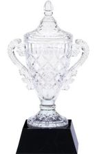 Clear Crystal Cup With Lid On Black Pedestal - CRY051